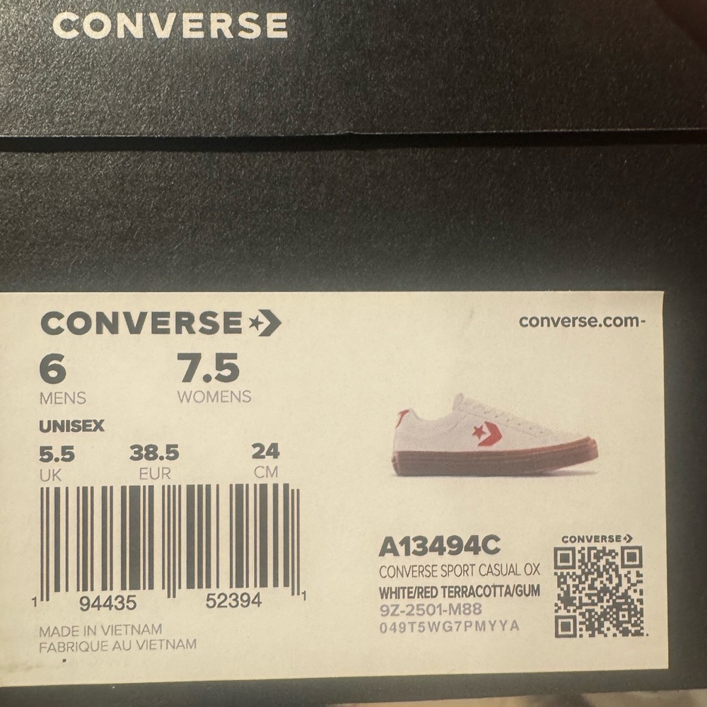 Converse White and Teracotta/Gum Sneakers